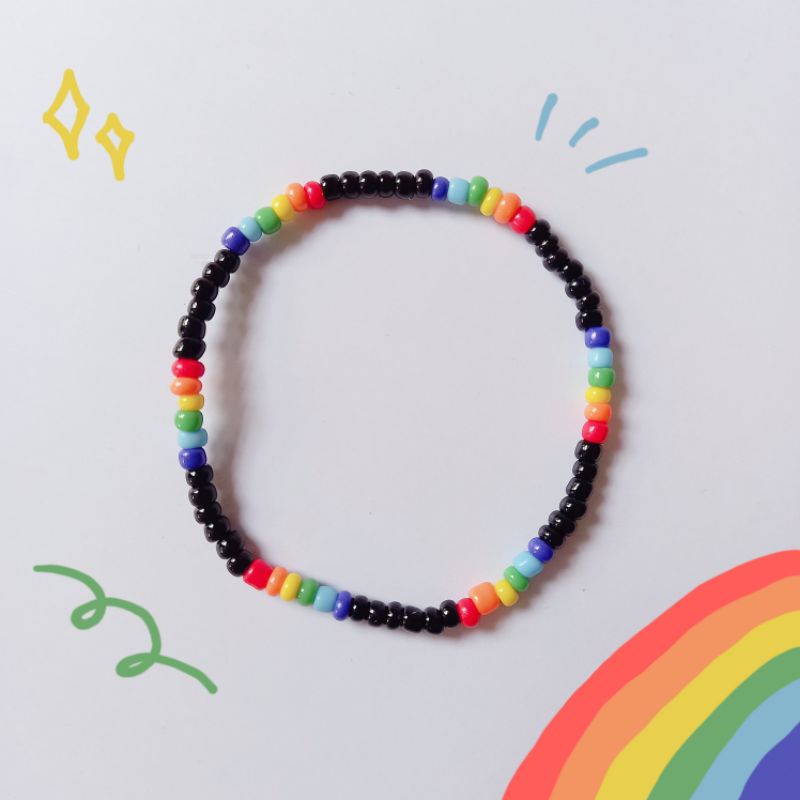 gelang kpop / gelang rainbow / rainbow bracelet / gelang korea (rainbow hitam)