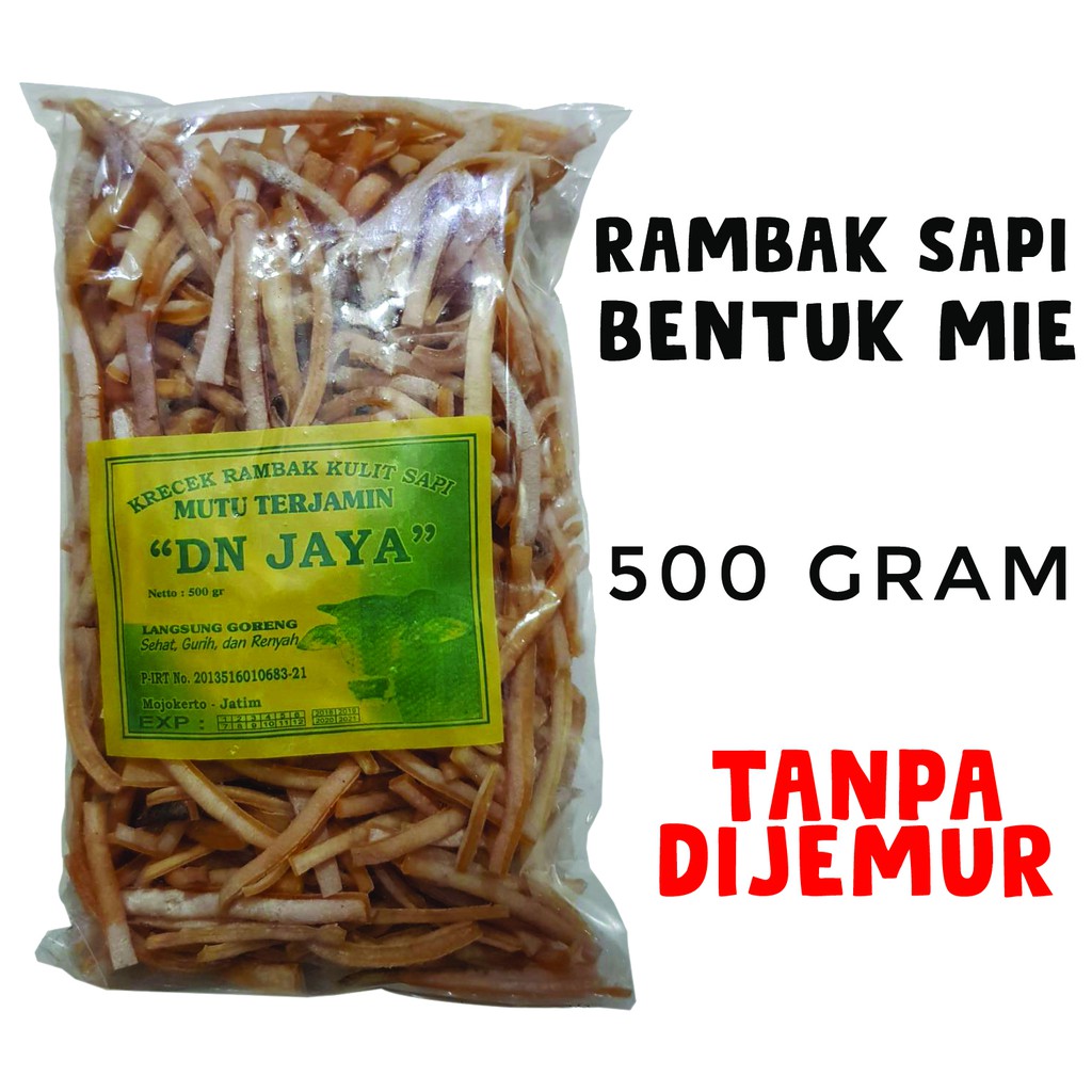 

Kerupuk Rambak Kulit Sapi Mentah Bentuk Mie 500 gram Mojokerto "DN Jaya" tanpa dijemur