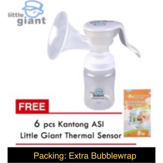 Little Giant Manual Breast Pump EMILY Pompa / Breastpump + Botol Susu Dot Wide Neck Free Kantong ASI