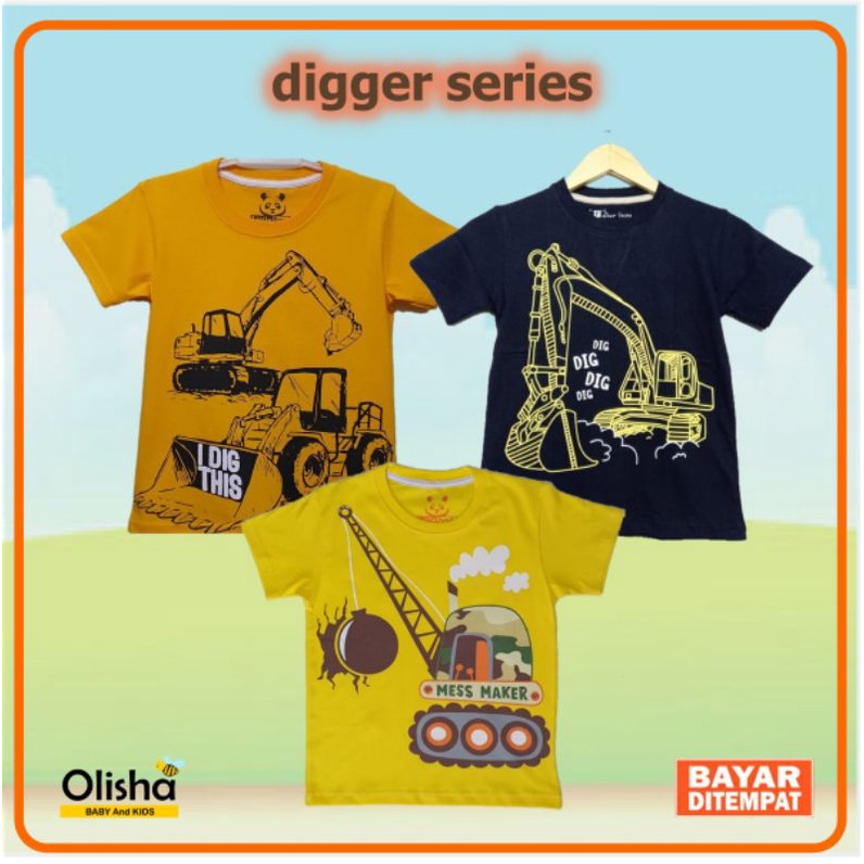 Kaos Anak Laki Laki Motif Beko excavator Baju Kaos Anak Laki Kaos Anak Murah
