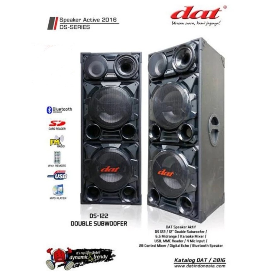 Speaker aktif pasif Dat 12 inch Ds122 double subwoofer ds 122