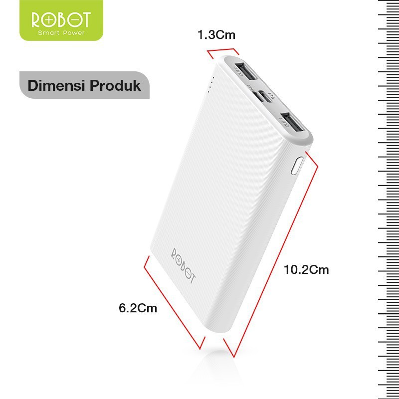 Powerbank ROBOT 7000mAh RT7500 Led Dual Port USB Quick Charge Fast Original