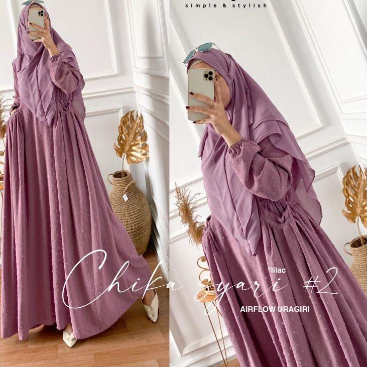 Terbaru.. CHIKA SYARI #2  By NABTIK gamis airflow uragiri LD 110 Gamis syari