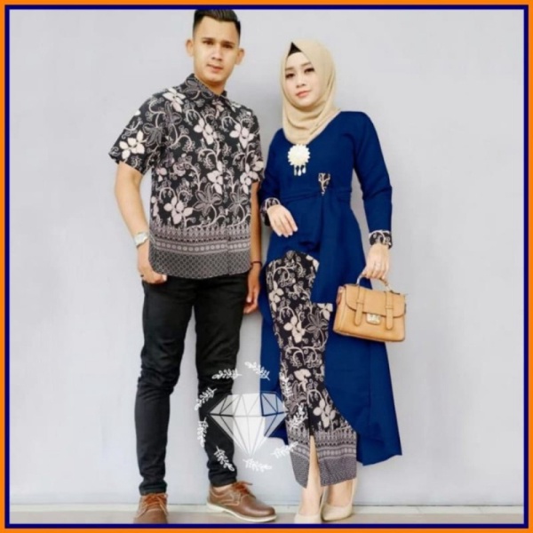 Jual batik couple baju pesta sarimbit gamis kebaya couple muslim - Abu-abu Limited