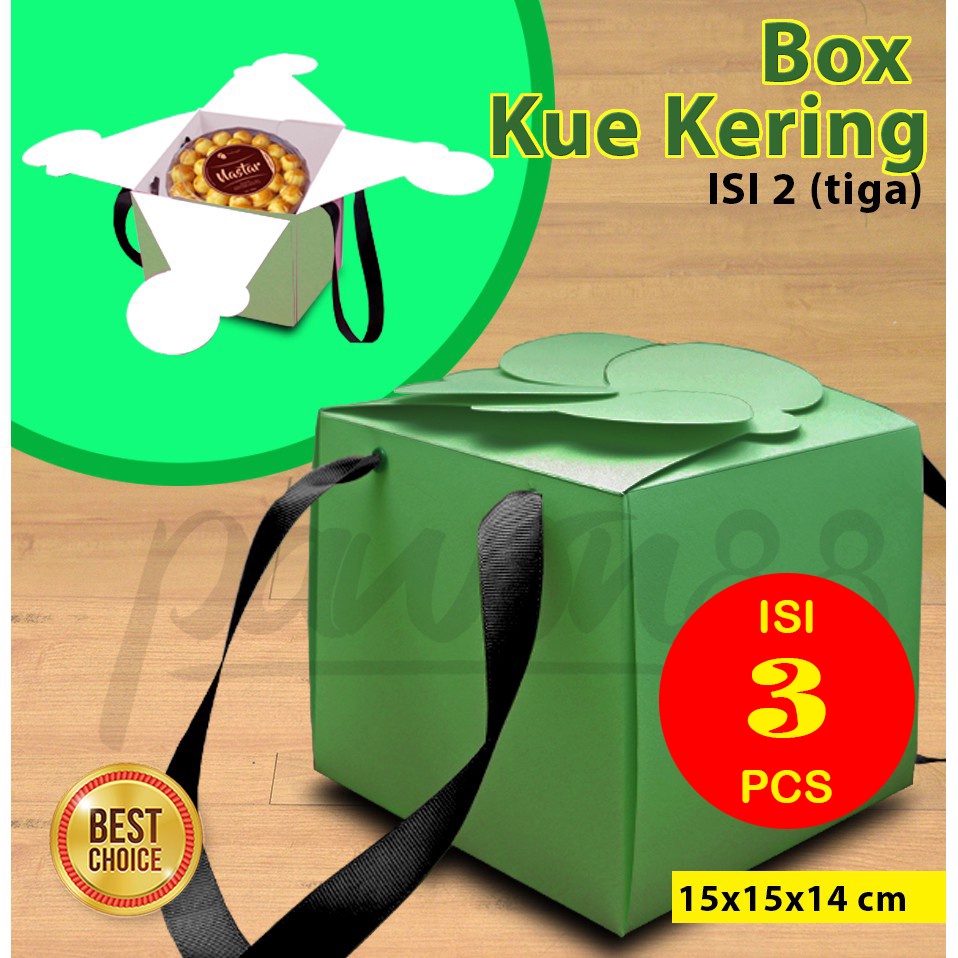 Kotak Toples Kue Kering - Box Toples Kue Kering - Dus Toples Kue Kering HIJAU - isi 2 Toples (3 pcs)