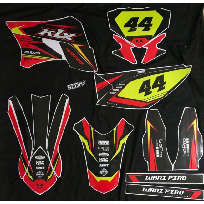 STIKER KLX 150 S DEKAL VARIASI STRIPING CUSTOM FULLBODY MERAH HITAM RACING