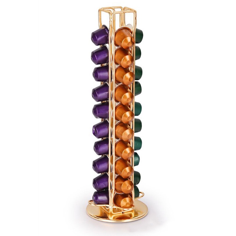 40 Capsul Tempat Kapsul Kopi Untuk Nespresso Coffee Capsule Holder Rotating Tower Rack