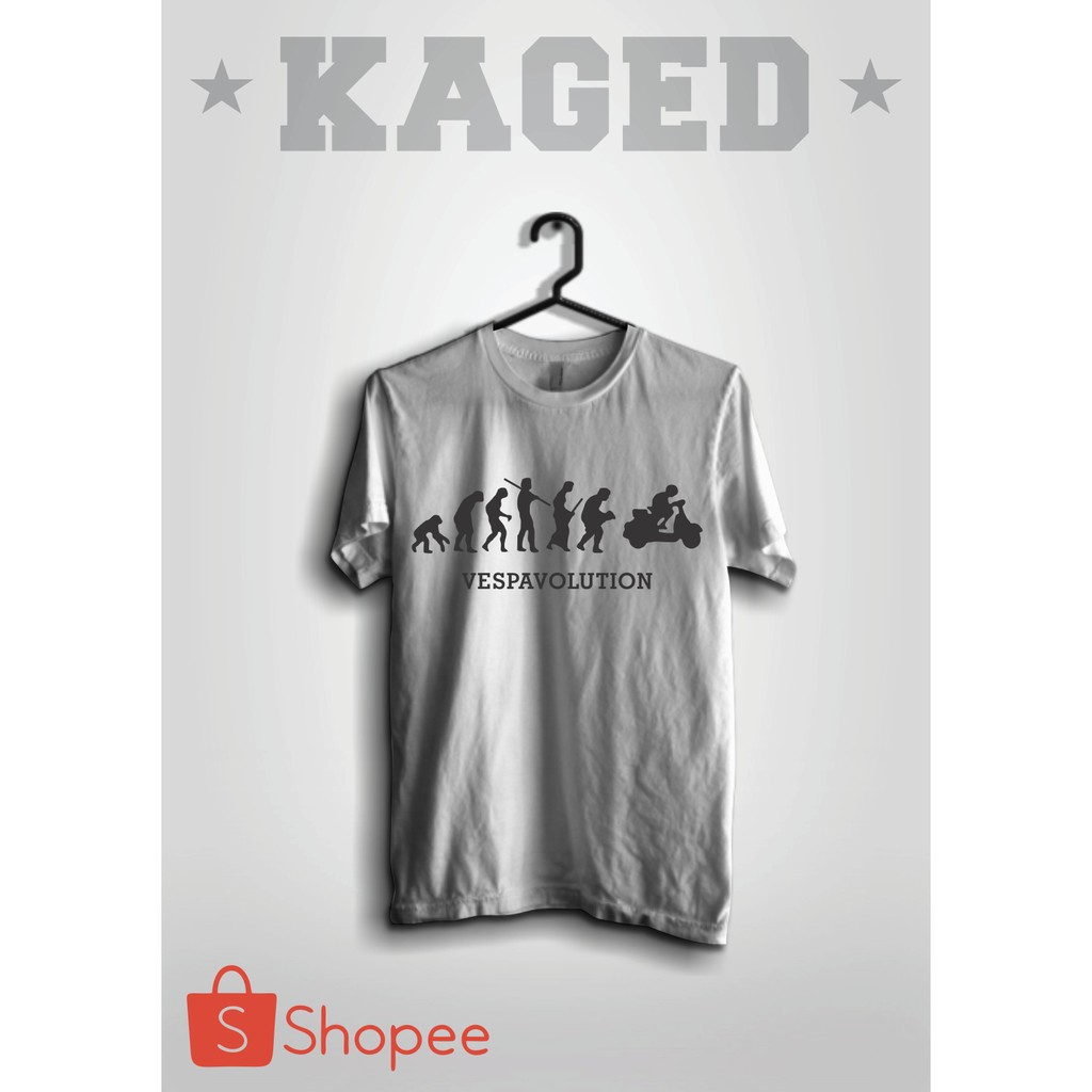 Kaos Vespa #Putih/White Kaos Vespavolutin, Kaos Teori Darwin, Kaos Motor Vespa,