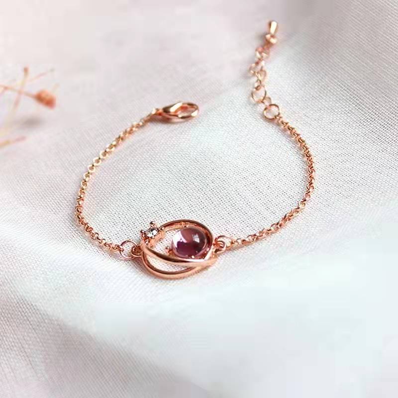 ✨D.G.C✨ ✅COD Gelang Wanita Fashion Biru Crystal Planet Sapphire Clavicle Pendant Gelang Korea Murah L09-106