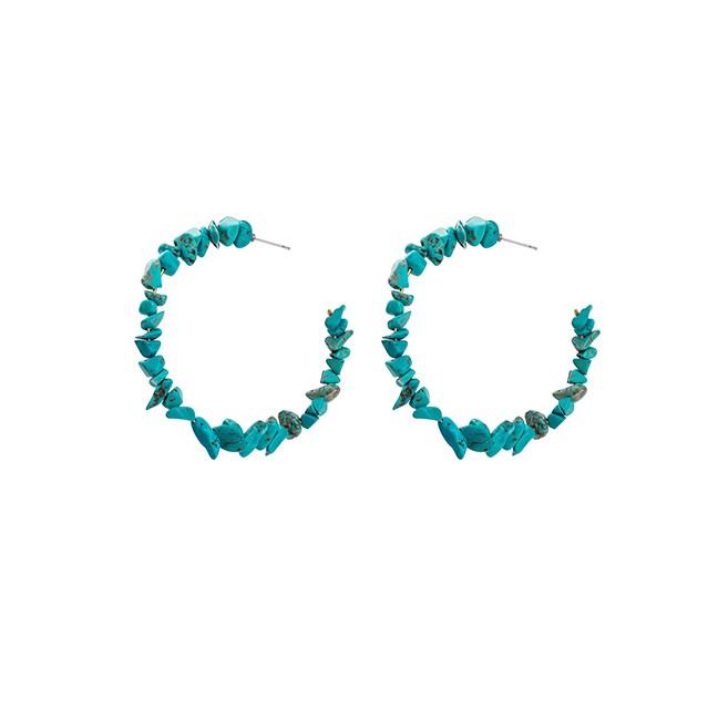 LRC Anting Tusuk Fashion C-shaped Turquoise Earrings F330XX
