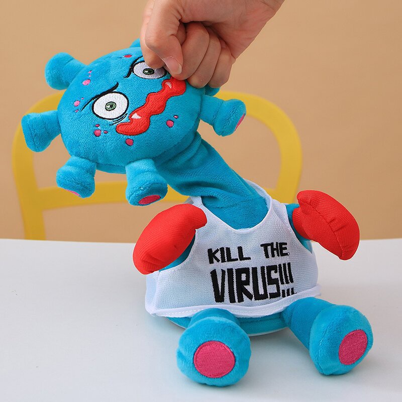 Mainan Boneka Kartun Tiktok Kill The Virus Punch The Villain Elektrik Bahan Plush Untuk Dewasa