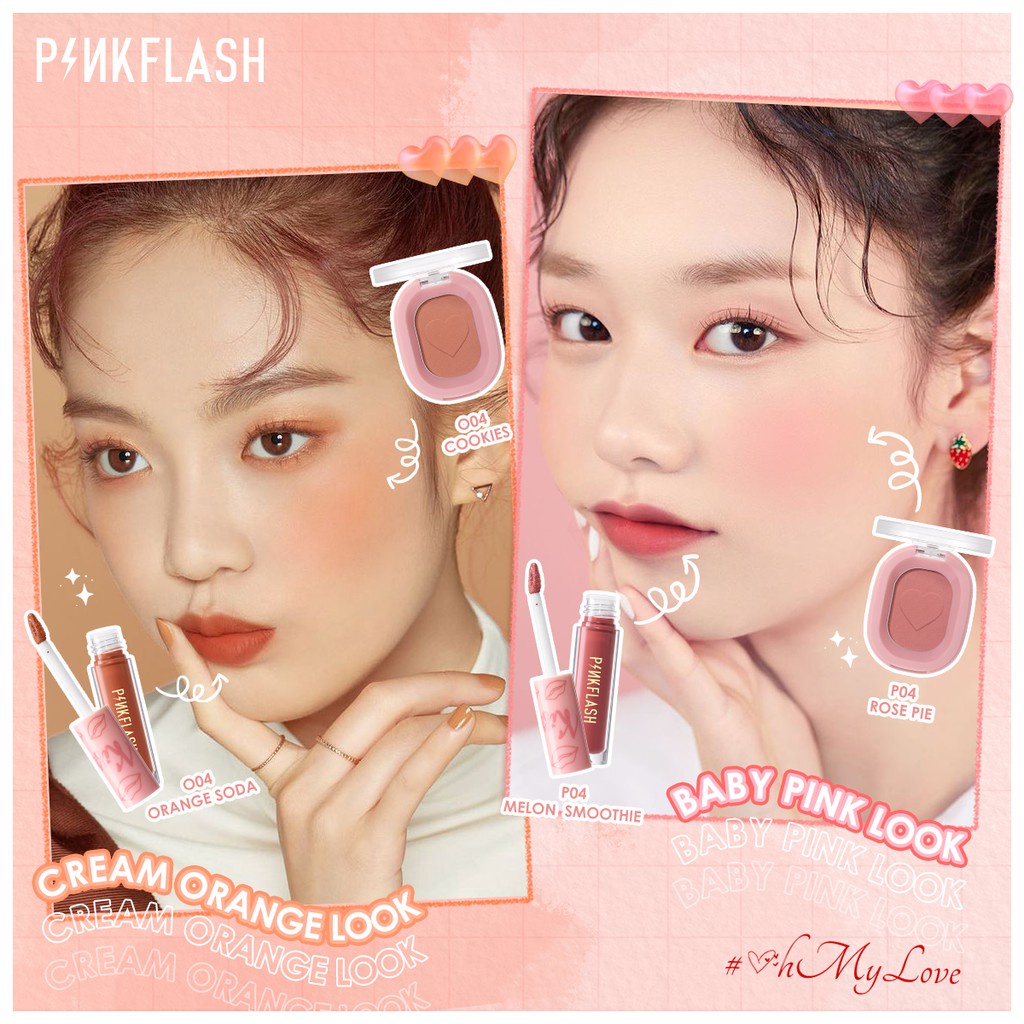 PINKFLASH OhMyLove Makeup Set 2 PCS Set All Day Matte And Moist Liquid Lipstick Radiant Soft Powder Blush