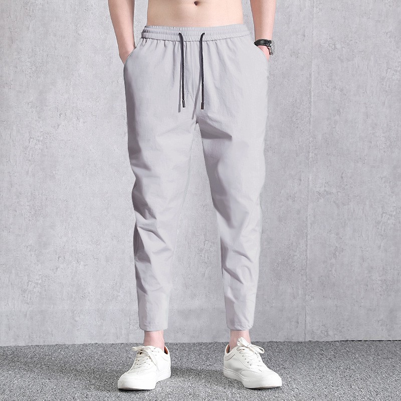 Celana Pria Celana Elastis Dipotong Casual Bagian Tipis Panjang Nine K326