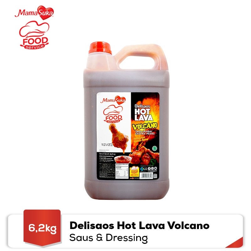 

MamaSuka Mama Suka saus sambal Delisaos Hot Lava Volcano ekstra pedas 6,2 kg