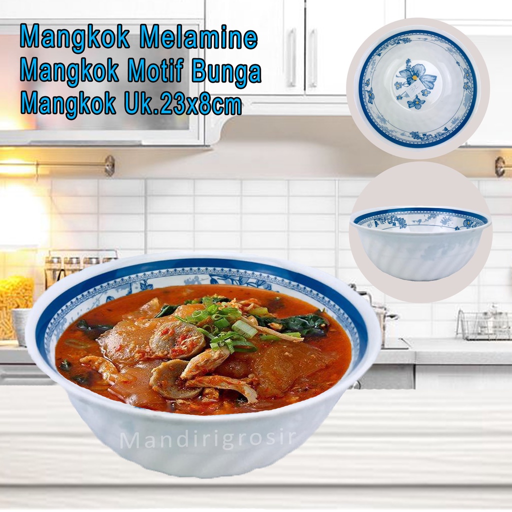 Mangkok Hugi *Mangkok Melamine * Mangkok Motif Bunga * Uk.23cm