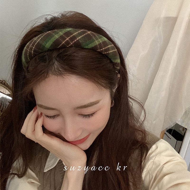 BANDO RETRO HIJAU GARIS PLAID KOTAK BENDO BANDANA WANITA KOREA WARNA POLOS PASTEL TERANG TEBAL LEBAR KOREAN WOMEN SOFT ONE SOLID COLOR PADDED WIDE HEADBAND HAIRBAND HAIR HEAD BAND