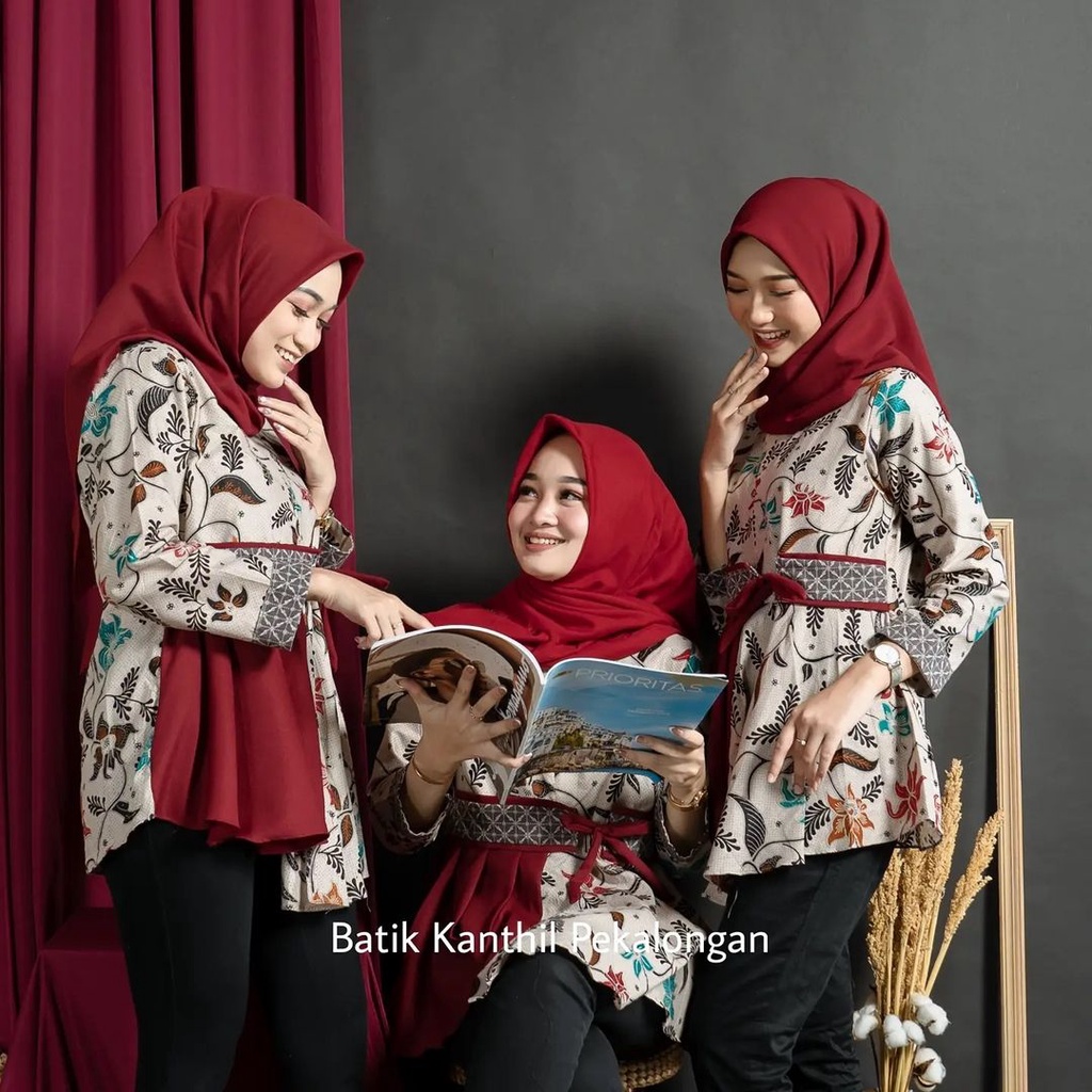 tey-17 Batik wanita ASJ SA HRB026 Kenongo Kemeja Tosca Pendek-1