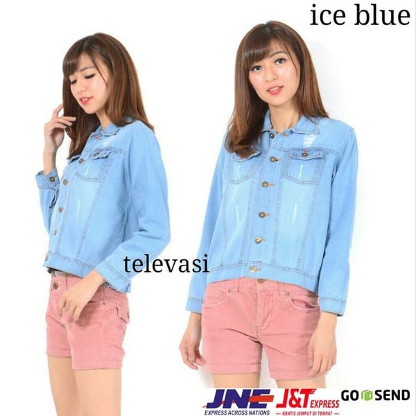 Barang Berkualitas  Jaket Jeans Wanita Casual Modis Original Jaket Levis Cewek Sobek Fashion Modish