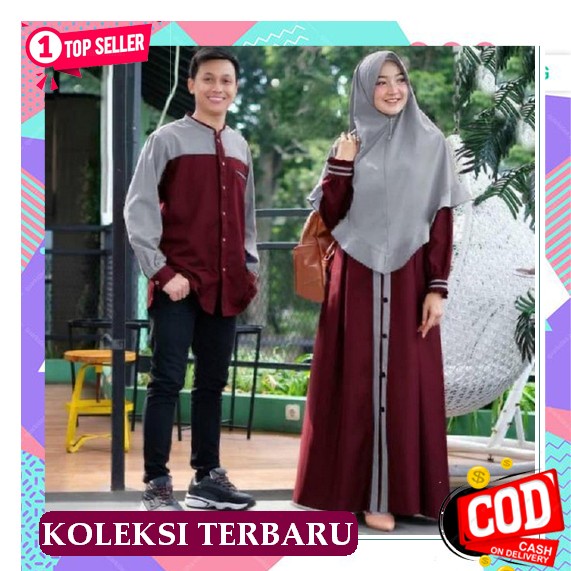 [6] Baju Gamis Couple Muslim Pasangan Cuple Kapelan Keluarga Suami Istri Muslimah Najwa Caple Kondan