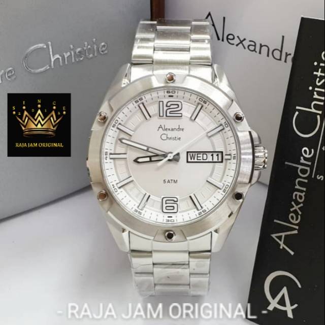 JAM PRIA ALEXANDER CHRISTIE 6518 AC 6518 MEBSSSL SILVER WHITE PRIA ORIGINAL GARANSI RESMI