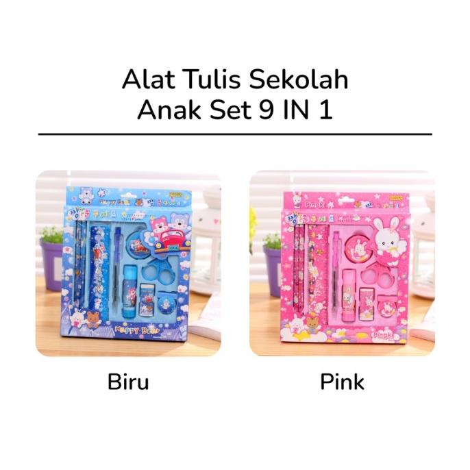 

GH220 PEACH - Alat Tulis Sekolah Ak Set 9 IN 1 Karakter Lucu Statiory