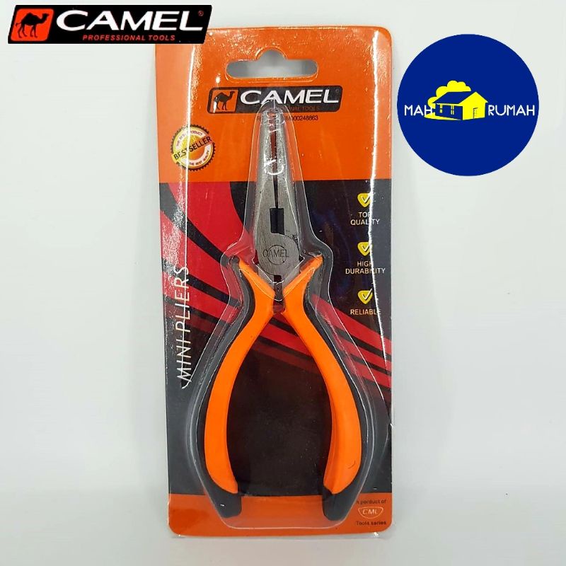 (@1pcs) Tang Mini 4.5&quot; 4,5&quot; inch Kombinasi Lancip Potong Knip Karet - CAMEL