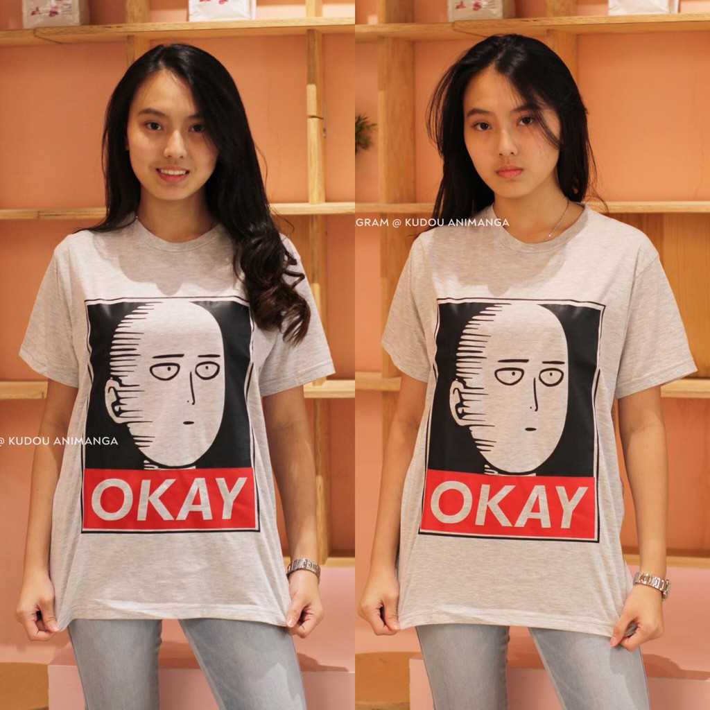 Kaos Saitama Okay Grey One Punch Man