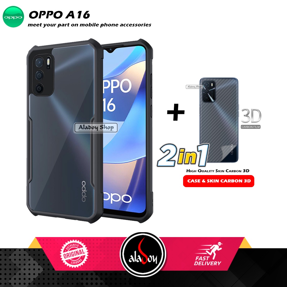 Case OPPO A16 Armor Fusion Transparent Casing Free Skin Carbon 3D