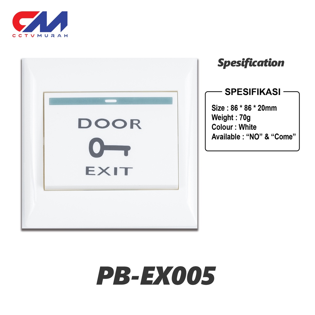 Exit Button Plastic || Type PB-EX005 || Plastic || Access Control Door Button