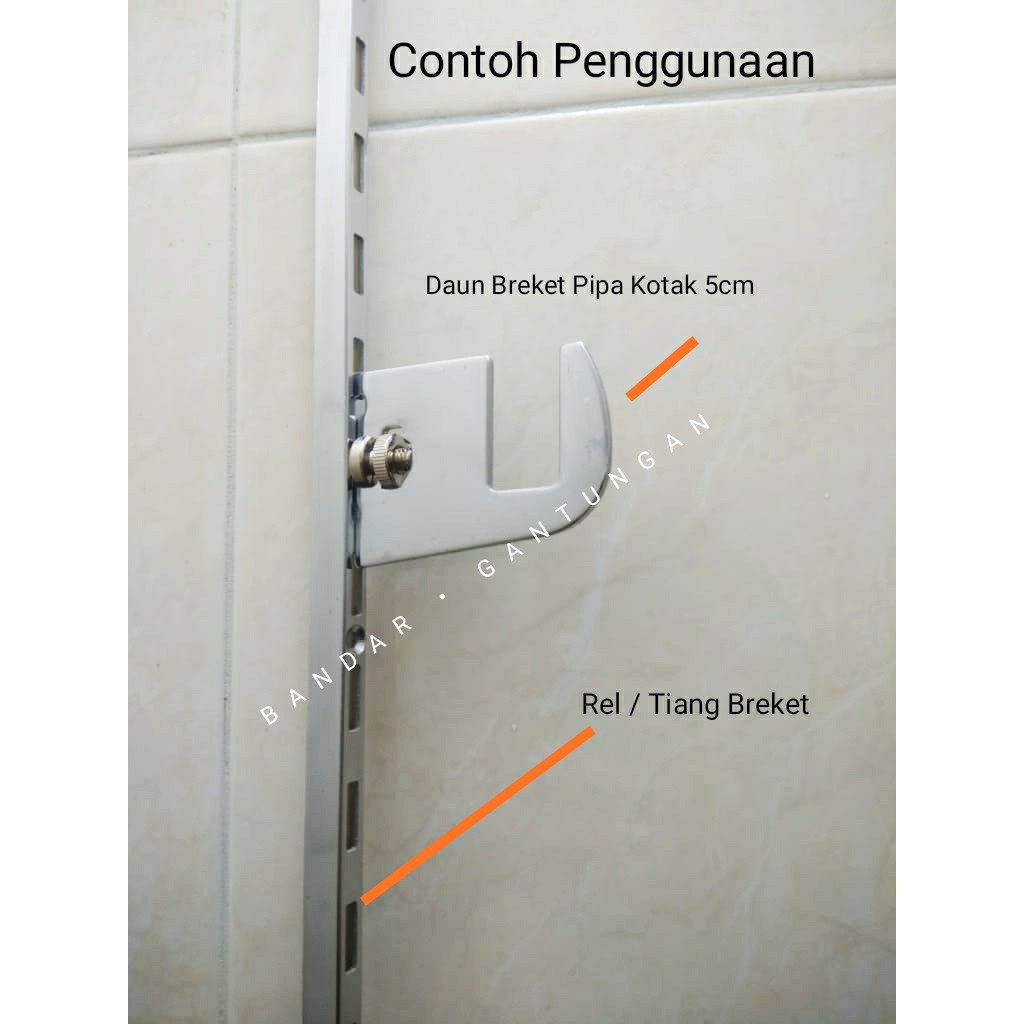 Breket Pipa Kotak 5cm / Dudukan Pipa Kotak H-5 / Penyangga Pipa Kotak Daun Bracket(bh)