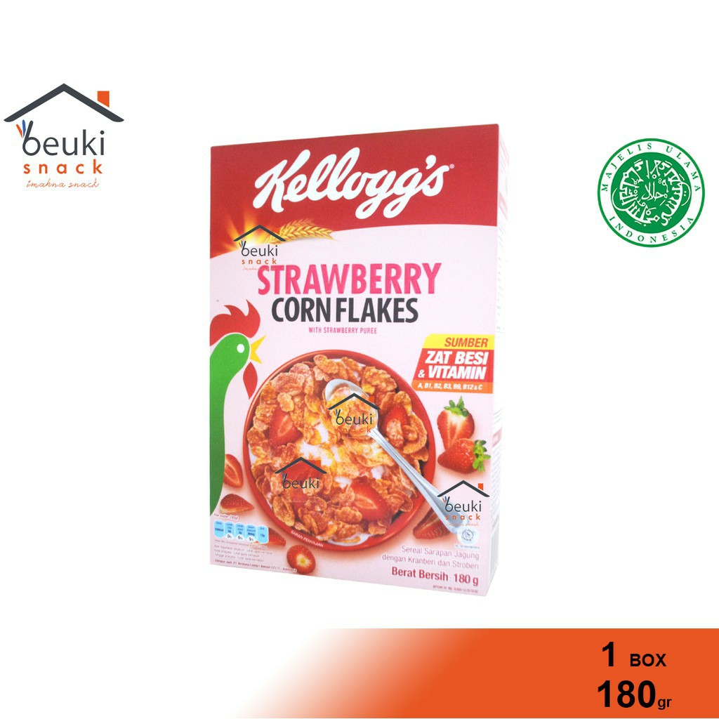 

BOX Kelloggs Corn Flakes Strawberry Sereal Rasa Stroberi - 180gr