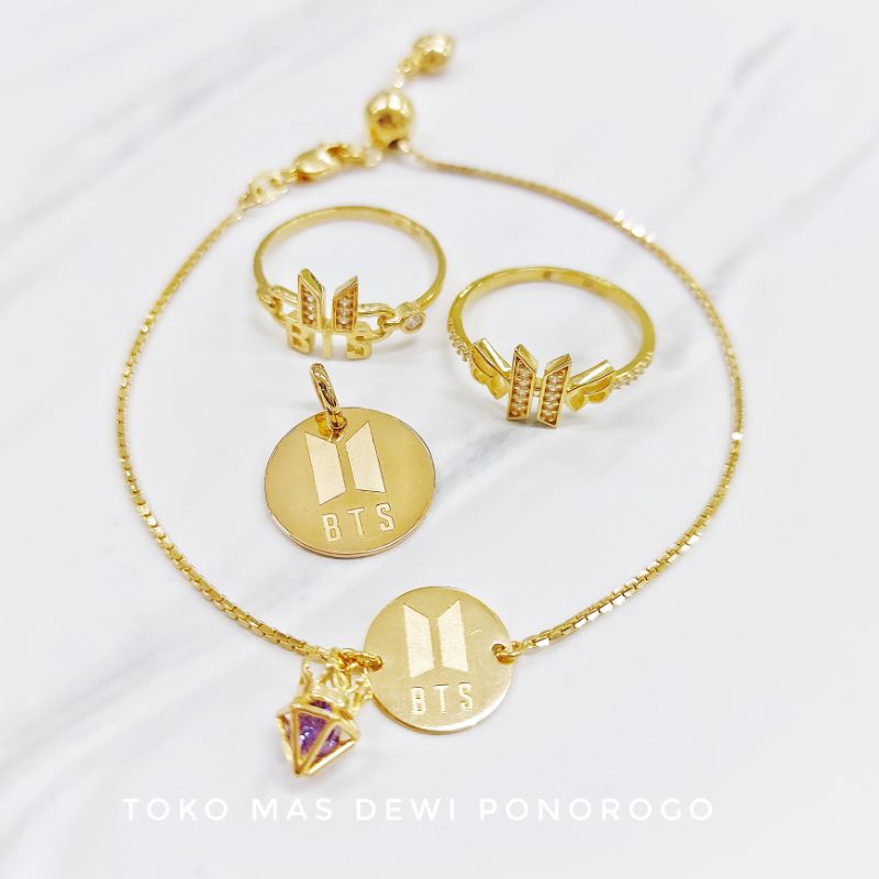 Cincin Liontin Gelang BTS Emas Asli Kadar 8K/375% Yellow Gold