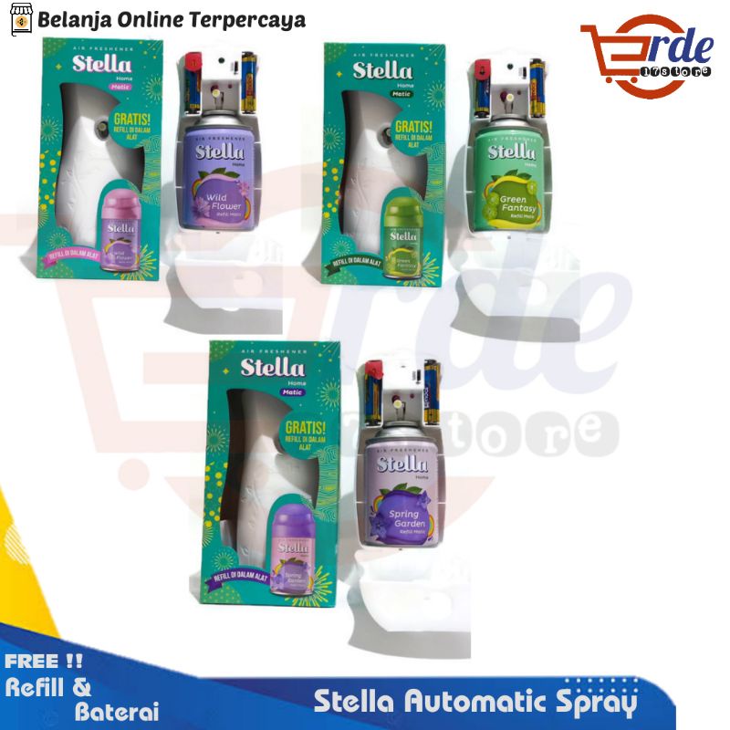 stella dan glade matic alat free refill   baterai   stella automatic spray