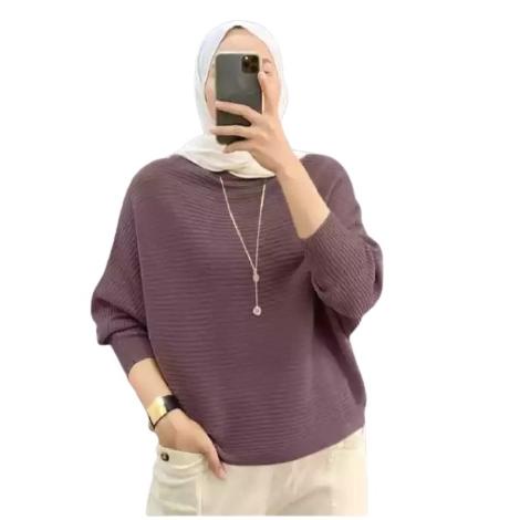 ☆ SWEATER RAJUT BATWING/ RAJUT BLOUSE BATWING/BLUSE WANITA RAJUT BATWING/ATASAN WANITA/BAJU KELELAWA