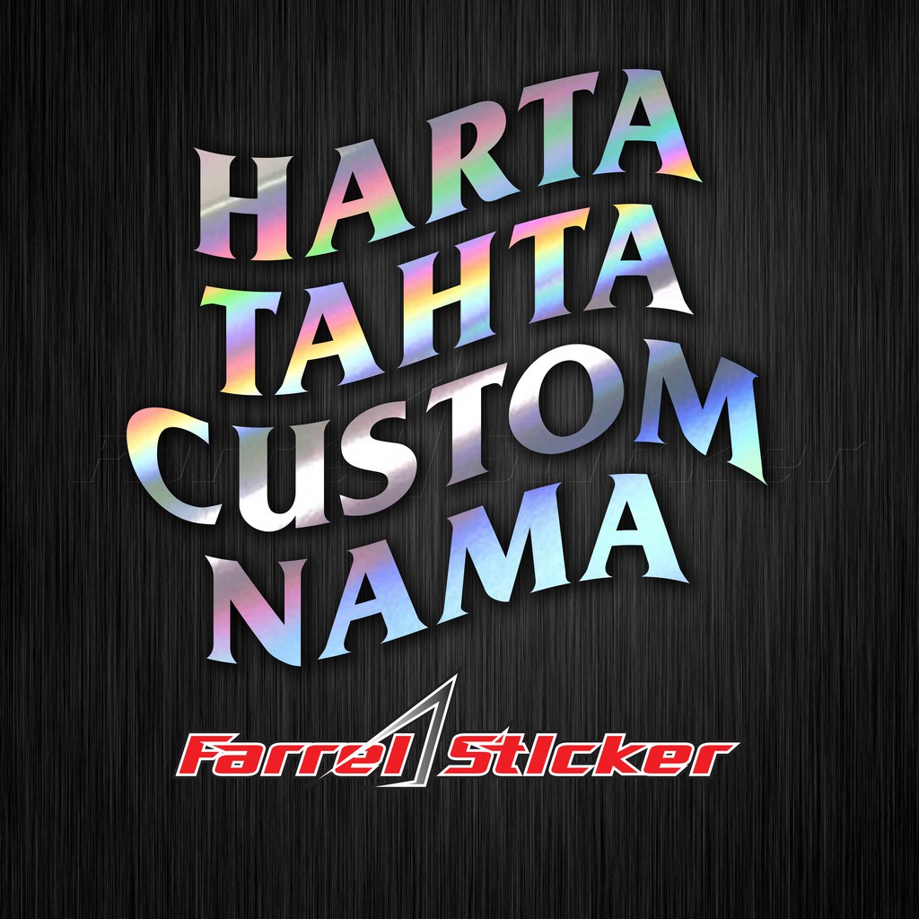 Sticker STIKER custom HARTA TAHTA CUSTOM NAMA 4 baris