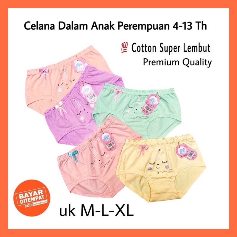 Celana Dalam CD Kancut Boxer Anak Perempuan Cewek 2-12 Tahun Kualitas Import Bahan Adem M L XL