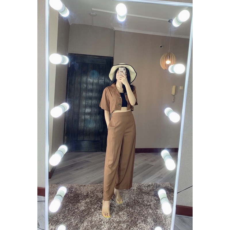 ZENAYA SET SETEL281 SETELAN BAJU CROP DAN CELANA PANJANG KULOT BUSUI SETEL281-1