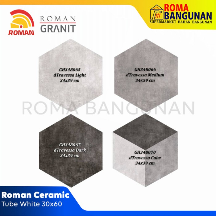 Keramik Hexagonal Roman dTravessa d Travessa Series 34x39 - Light