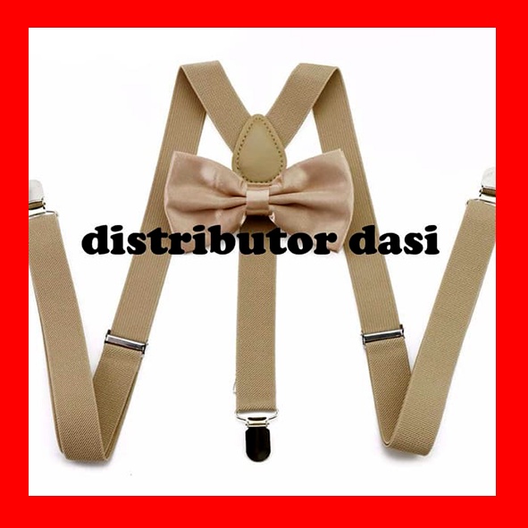 suspender bretel capit 3 set dasi kupu kupu cream ready stok