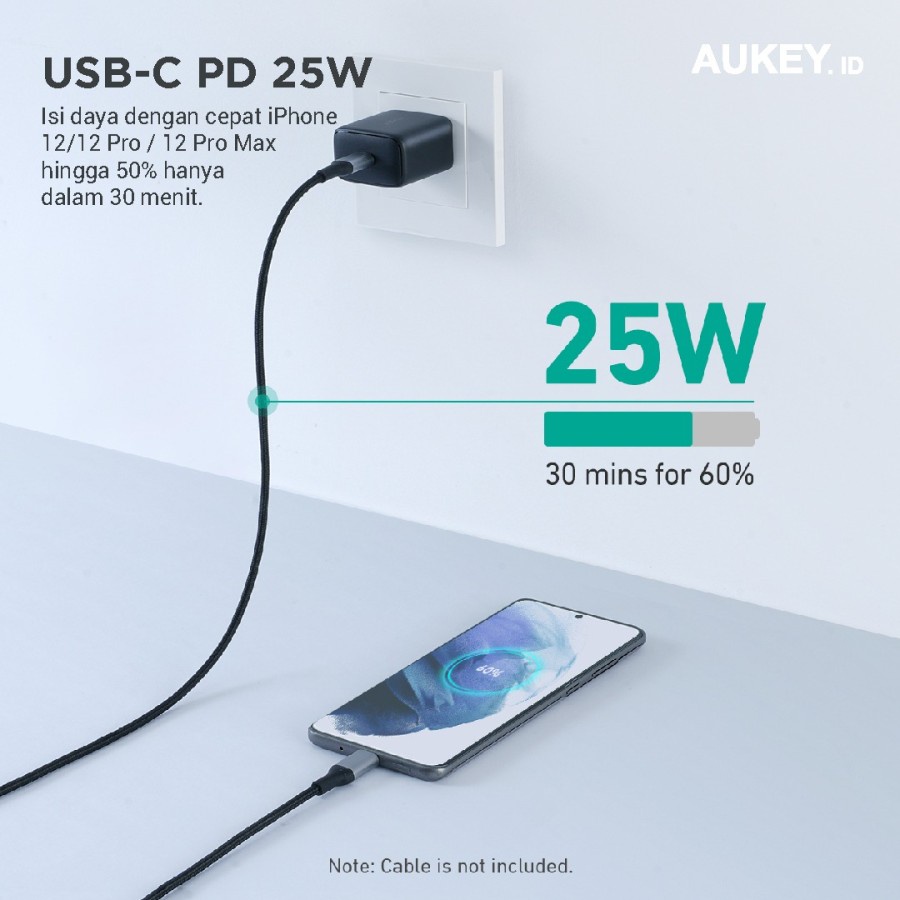 Charger Aukey PA-R1A 25W Minima Nano USB-C PD 3.0 With PPS - 500862