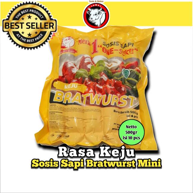 

Sosis Sapi Bratwurst One Suke 500gr Rasa keju isi 10pcs Onesuke