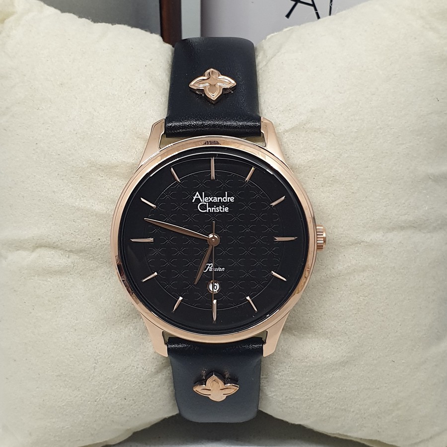 Alexandre Christie Ac 2777 Rosegold Black, Jam Tangan Wanita, Original