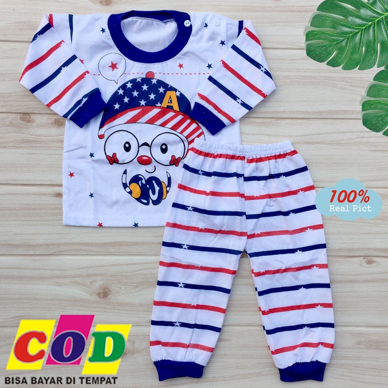 Ana baby - Piyama Bayi Setelan Baju Bayi Kaos Oblong Lengan Panjang Anak Usia 6-12 Bulan