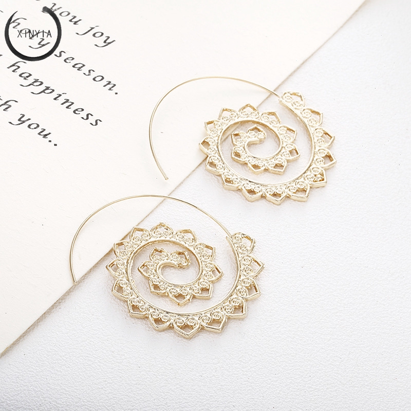 Anting Tusuk Bentuk Spiral Gaya Vintage Unik Untuk Wanita