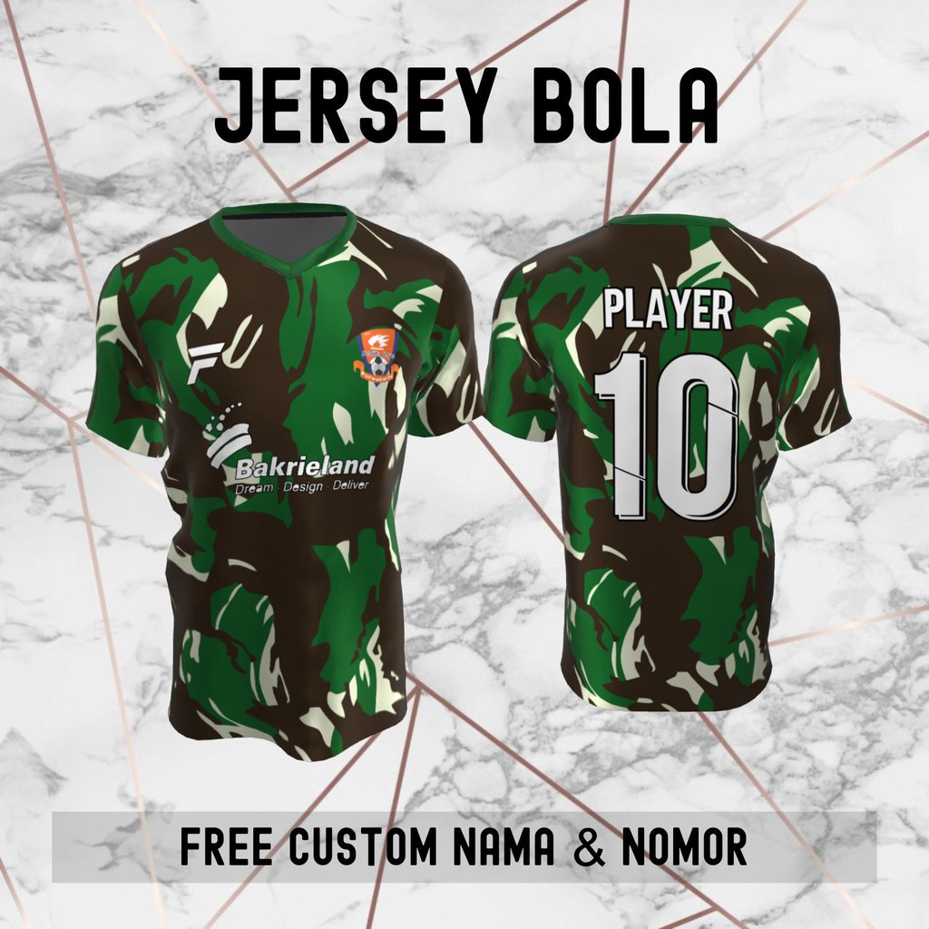 Jersey Pelita Jaya Purwakarta Loreng Militer Klub Bola Baju Kaos Custom Nama dan Nomor Punggung - 87