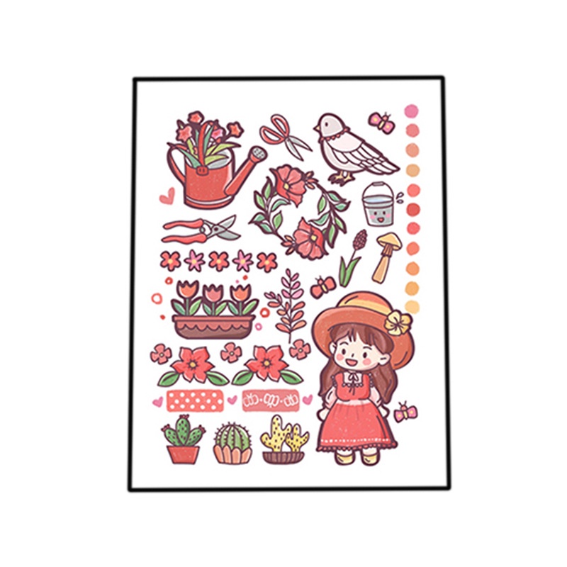 [4Pcs] Cute Deco Sticker Washi Motif Wanita / Stiker Label Dekorasi Jurnal Diary