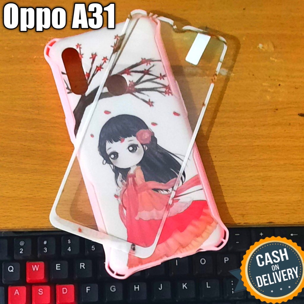 case hp oppo A31 softcase motif unik plus tempered glass