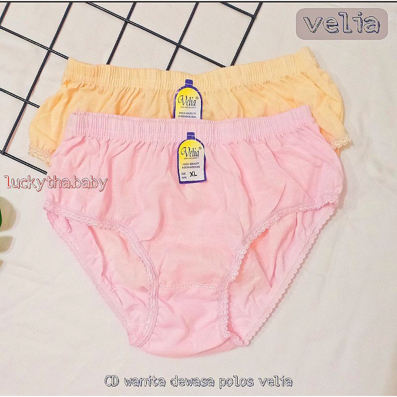 CD wanita dewasa velia polos renda karet kerut murah berkualitas /celana dalam perempuan velia