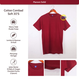  BAJU  KAOS POLOS  MAROON SOLID LENGAN PENDEK COTTON COMBED  