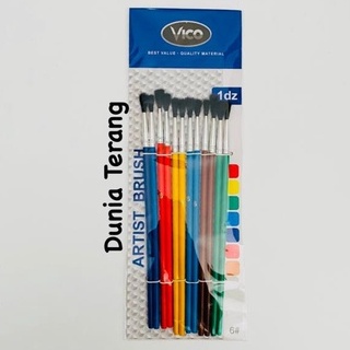 12 PCS Kuas Gambar VICO Bulu Hitam Besar Kecil Warna -Artist Brush 6 8 10 12 Kuas Cat Air Kuas Kecil